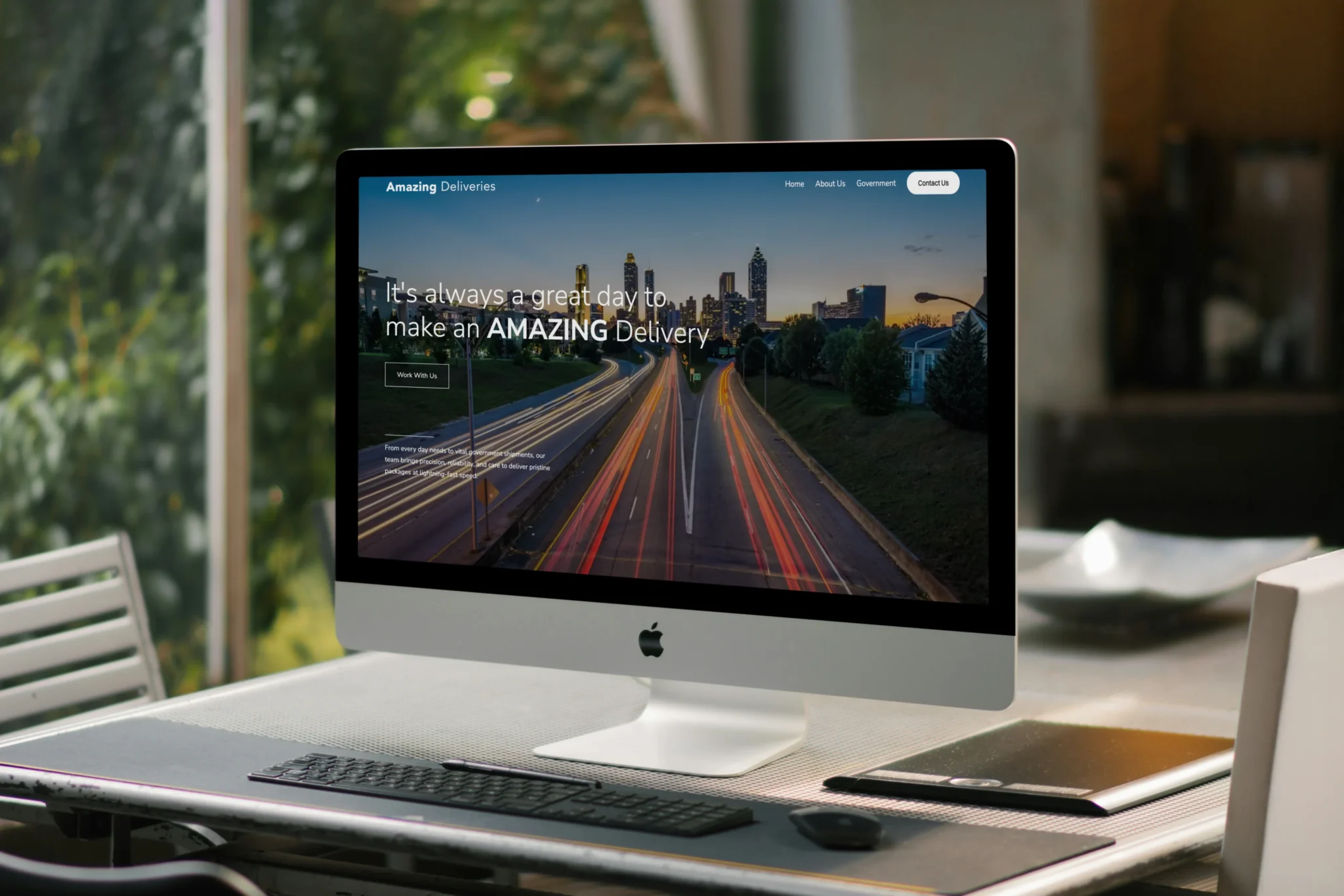 Amazing Delivery website displayed on a desktop computer