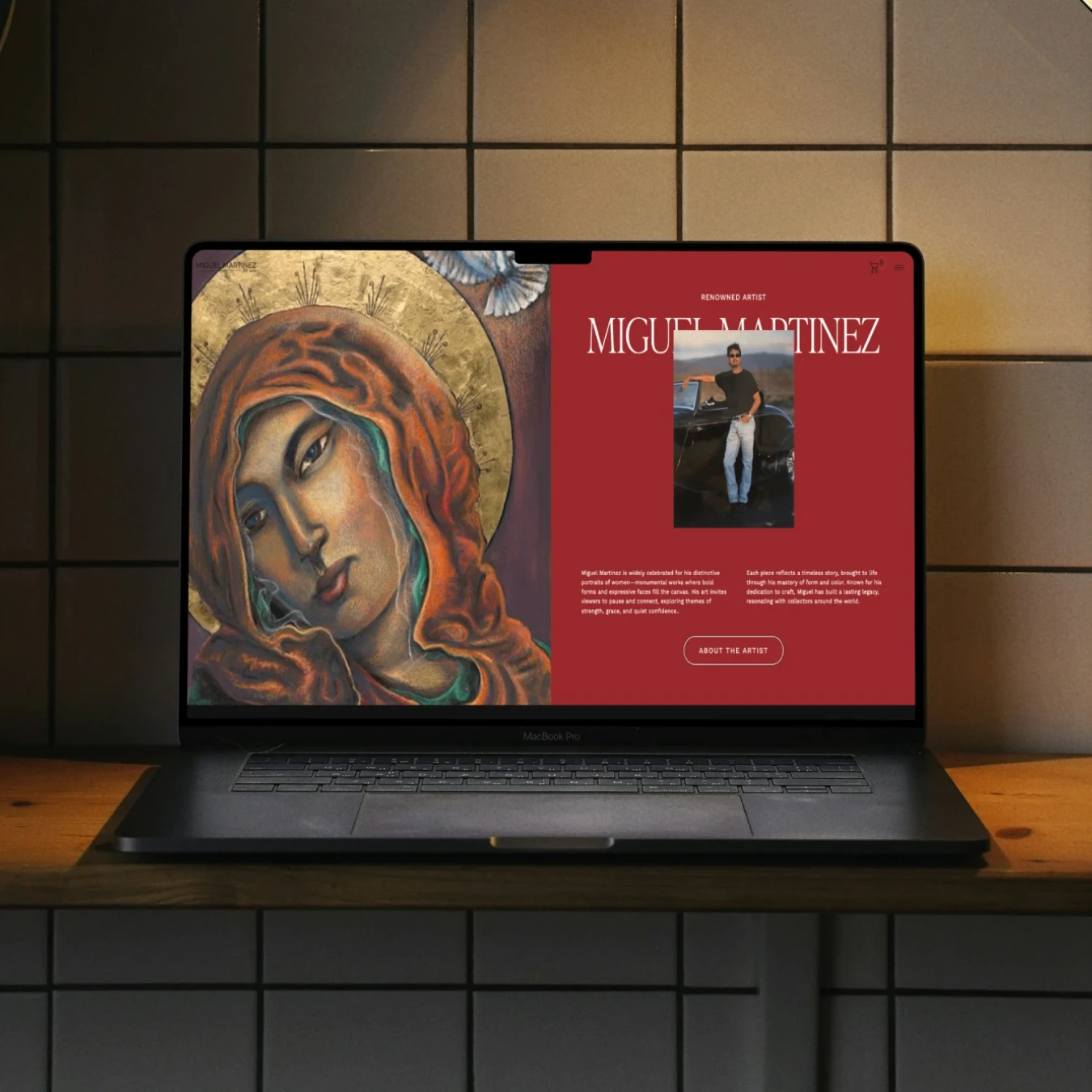 Miguel Martinez Fine Art website displayed on a laptop